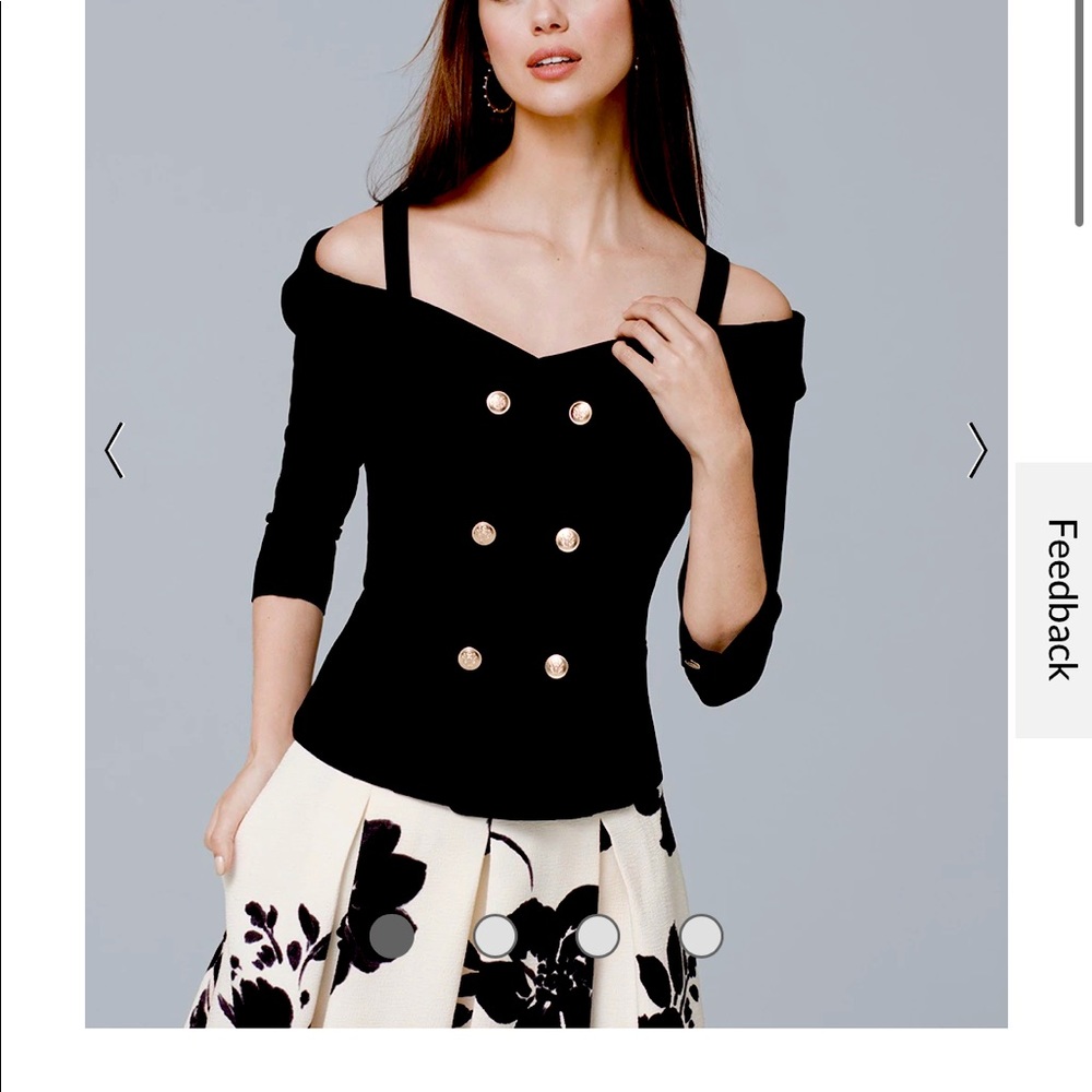 Coastal luxe look off shoulder blazer top